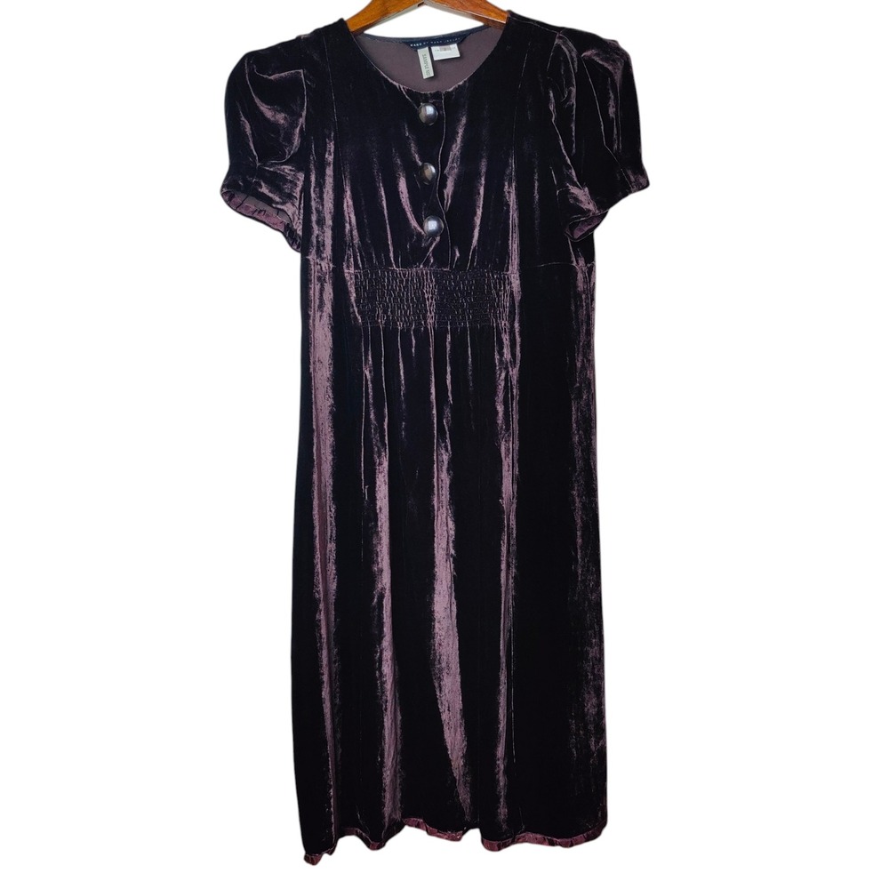 VTG Marc by Marc Jacobs SAMPLE Dress Silk Velvet Brown Twee Babydoll Mini Sz 2